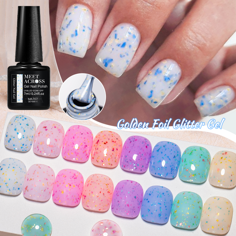 Gold Foil Flakes - 7ML MEET ACROSS Golden foil glitter