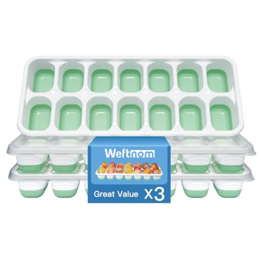 Silicone Mold Tray - Ice Cube Tray with Lid, 3