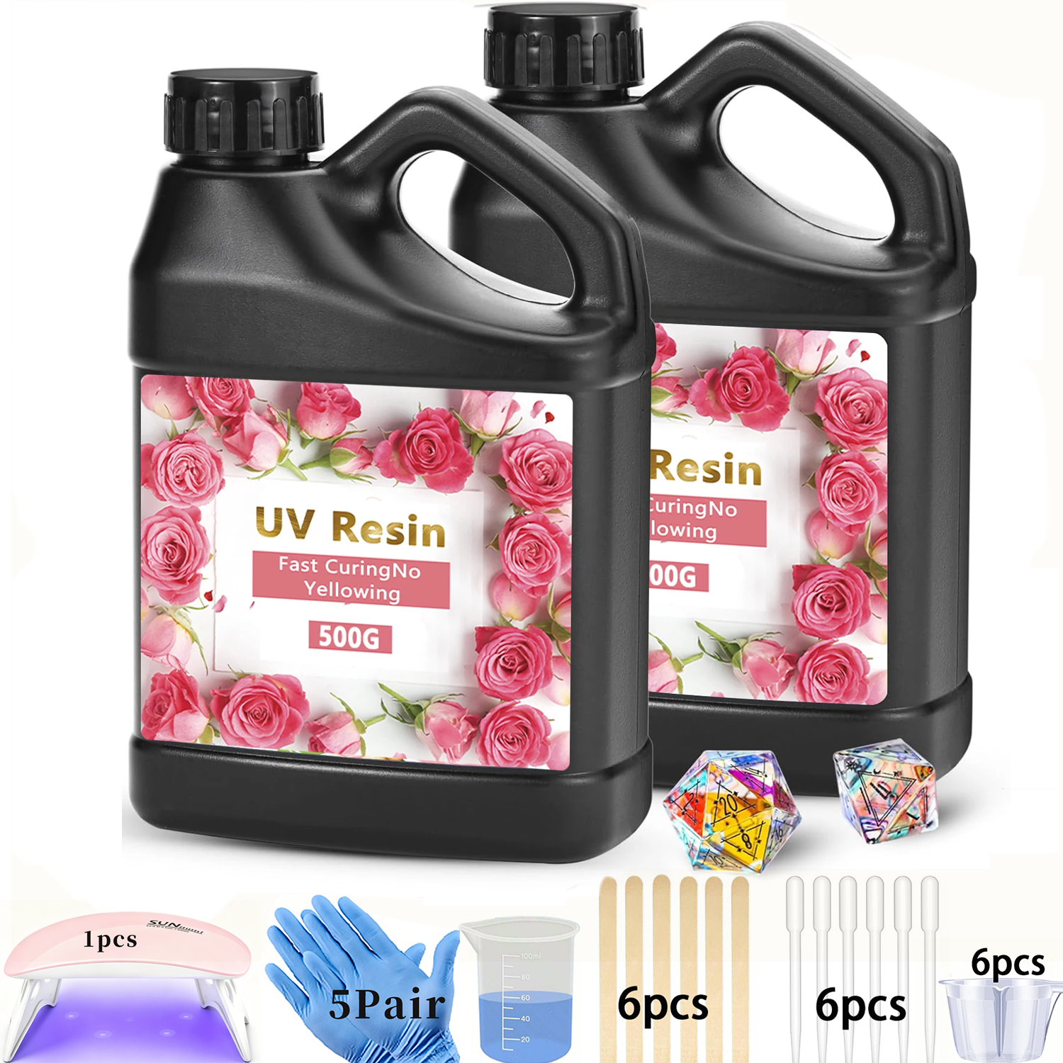Epoxy Uv Resin Kit - Crystal Clear&Low Odor,UV Light,Silicone Mat,Ultraviolet Epoxy