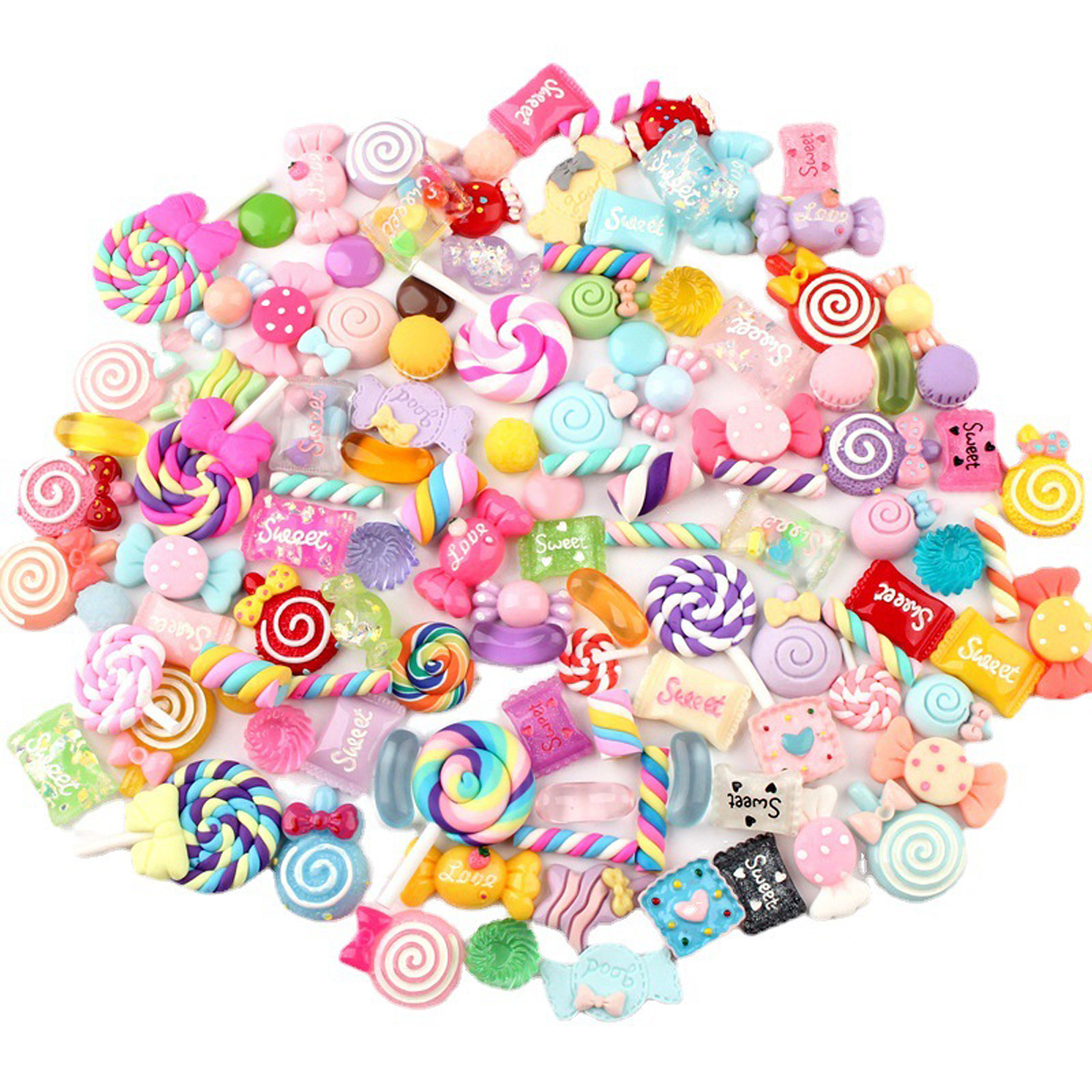 Resin Craft Supplies - 30pcs Random Candy Slime Charms Cute