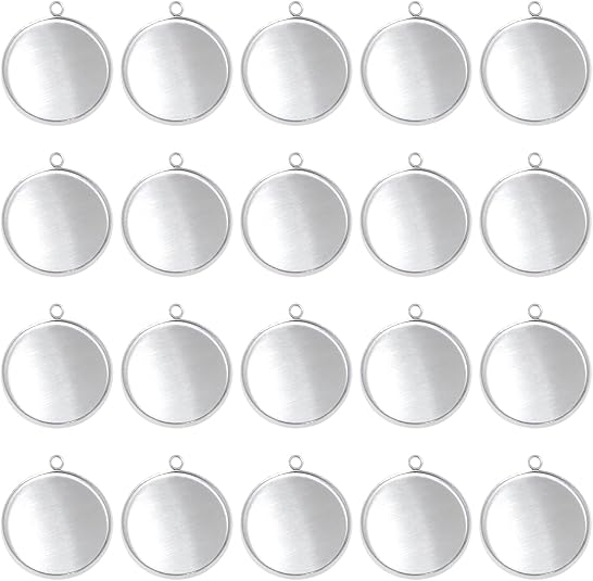 20 Pieces Stainless Steel Roun - Resin Crafts Diy avaliação e preço