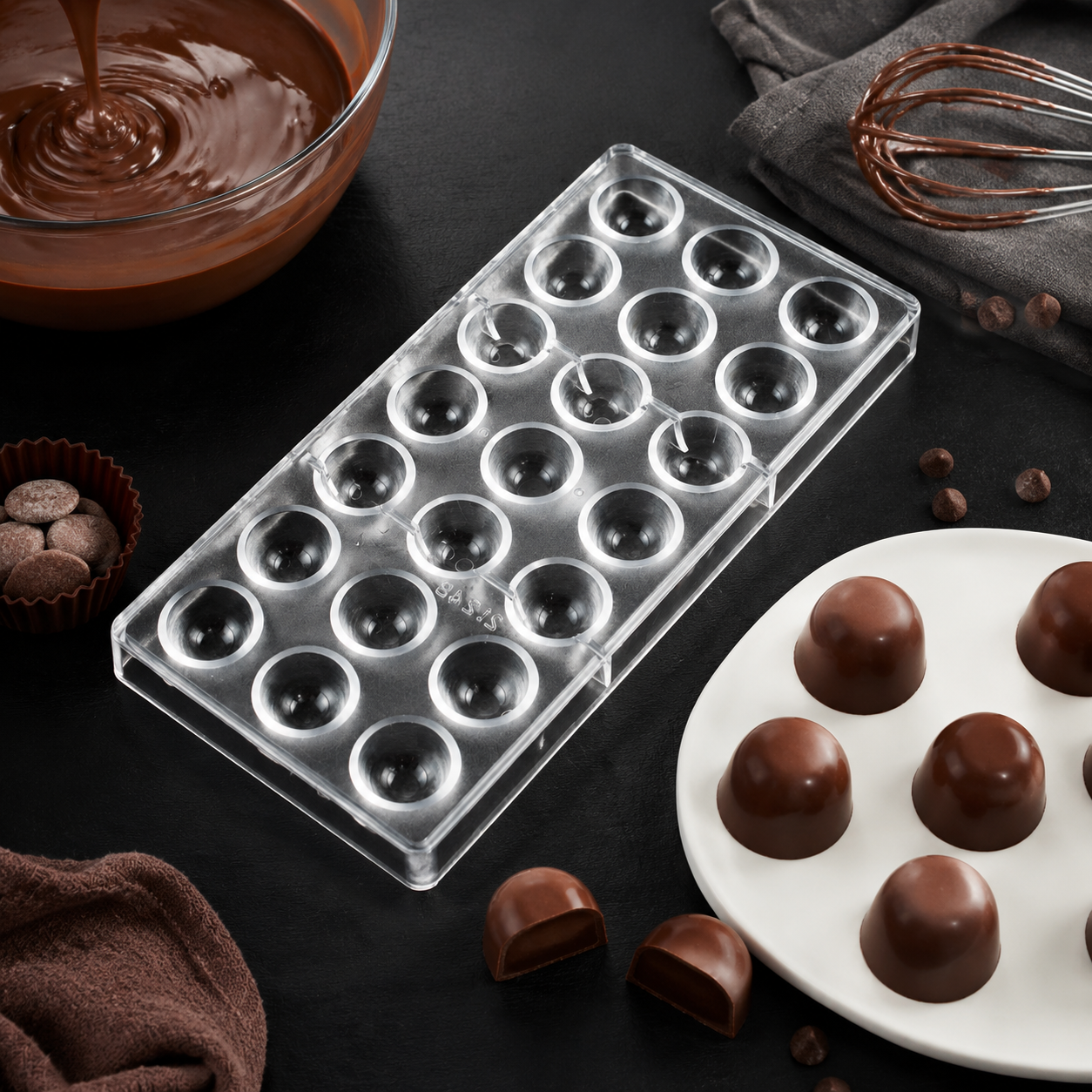 21 Cavity Dome Chocolate Mold  - Dome Mold Clear avaliação e preço
