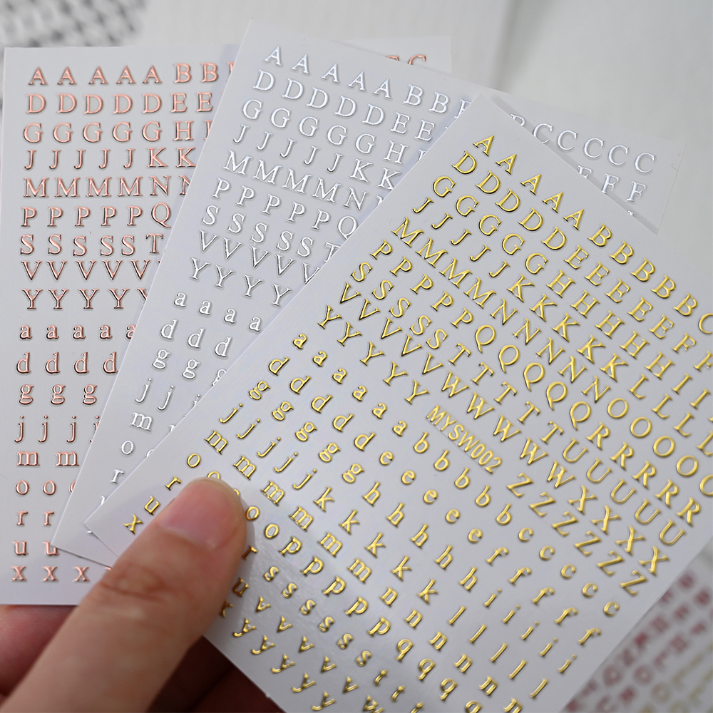2Pcs Small 26 Alphabet Nail St - Gold Foil Flakes avaliação e preço