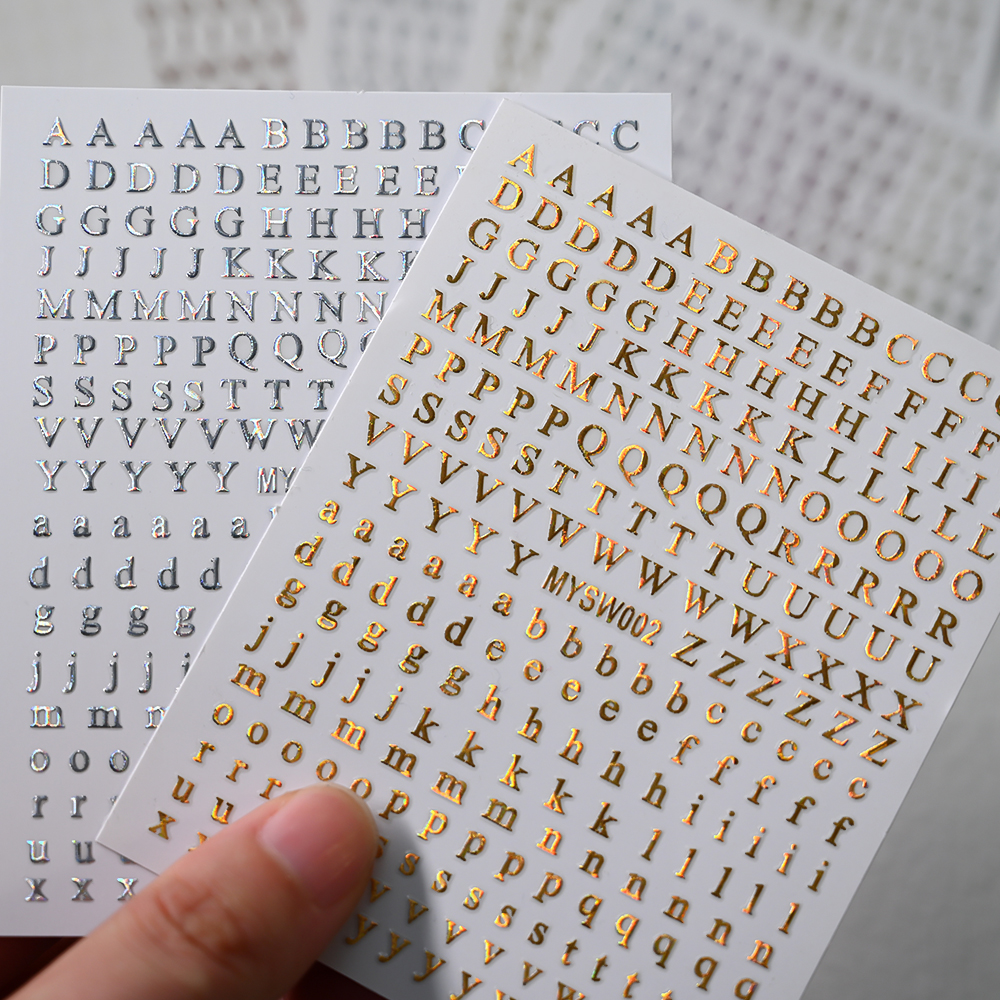 2Pcs Small 26 Alphabet Nail St - Gold Foil Flakes avaliação e preço
