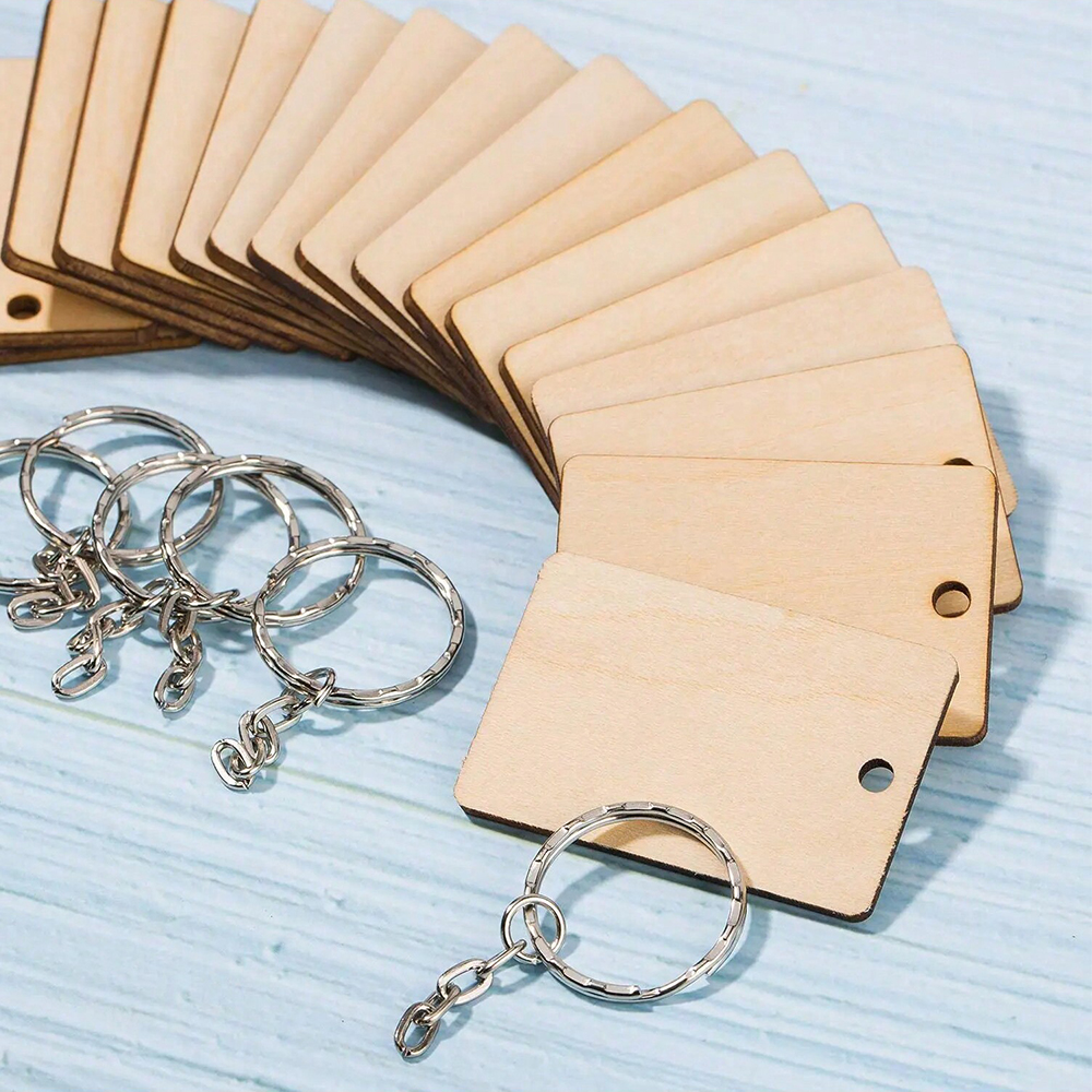 60pcs Blank Wooden Key Chains  - Wood Ring Blank avaliação e preço