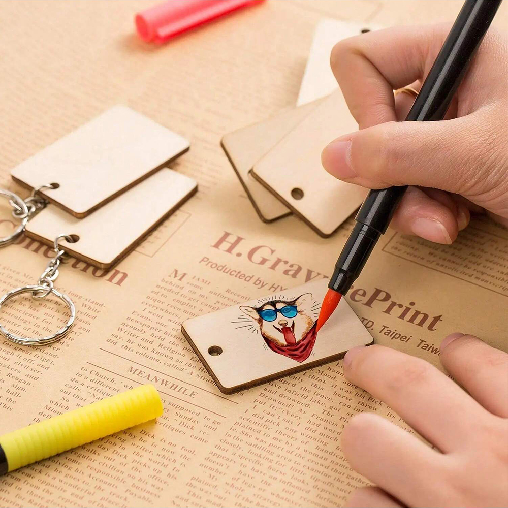60pcs Blank Wooden Key Chains  - Wood Ring Blank avaliação e preço