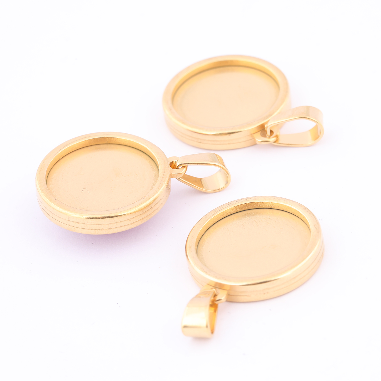 5pcs Stainless Steel Gold Plat - Bezels Set Pendant avaliação e preço