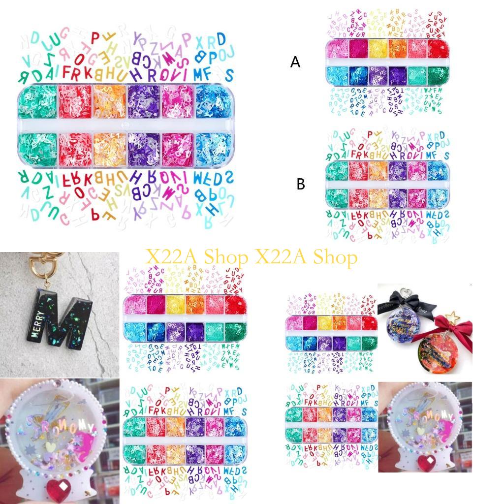 Unique 12Grids/Box English Let - Resin Glitter Pack avaliação e preço