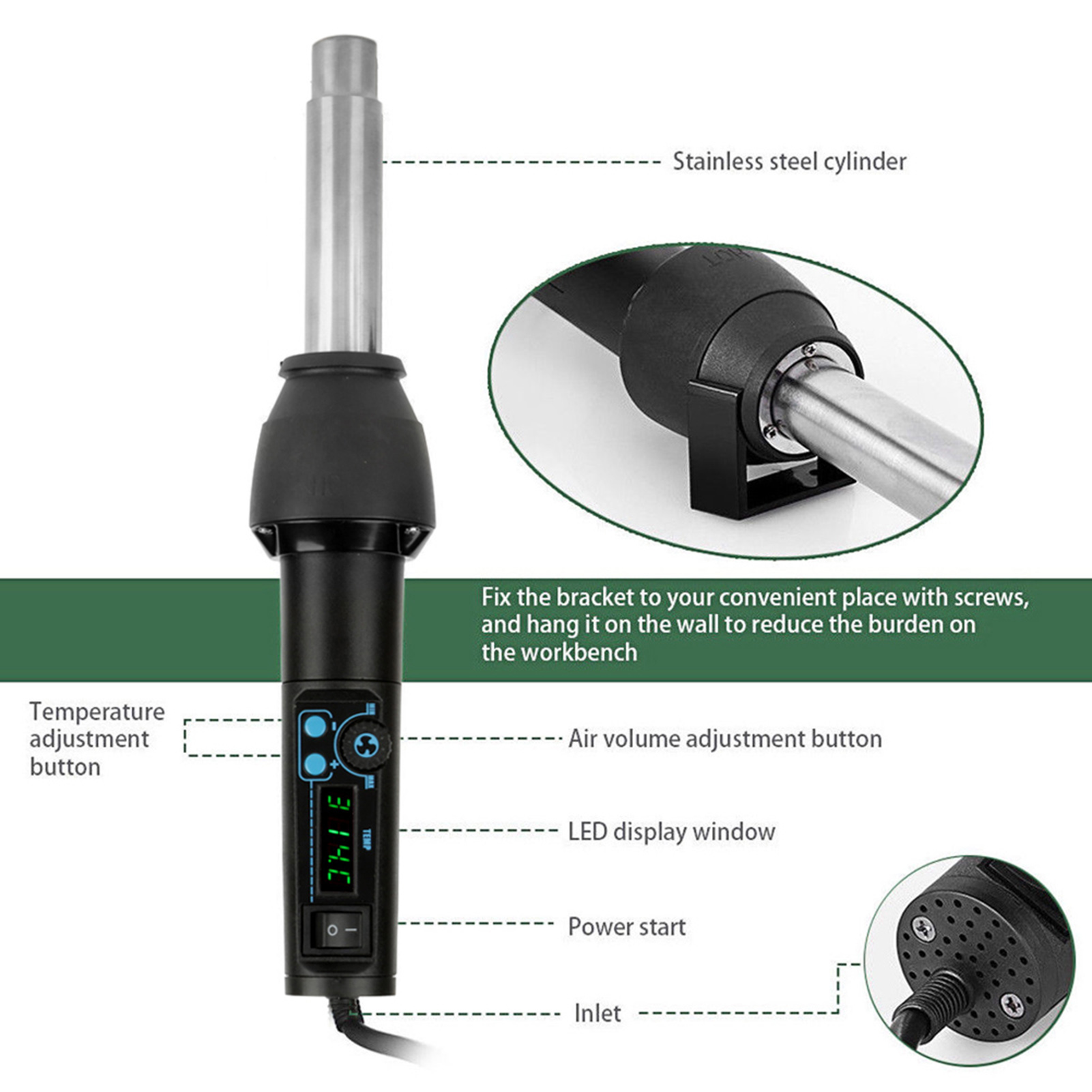 8858‑I / 650W LED Digital Disp - Heat Gun Small avaliação e preço