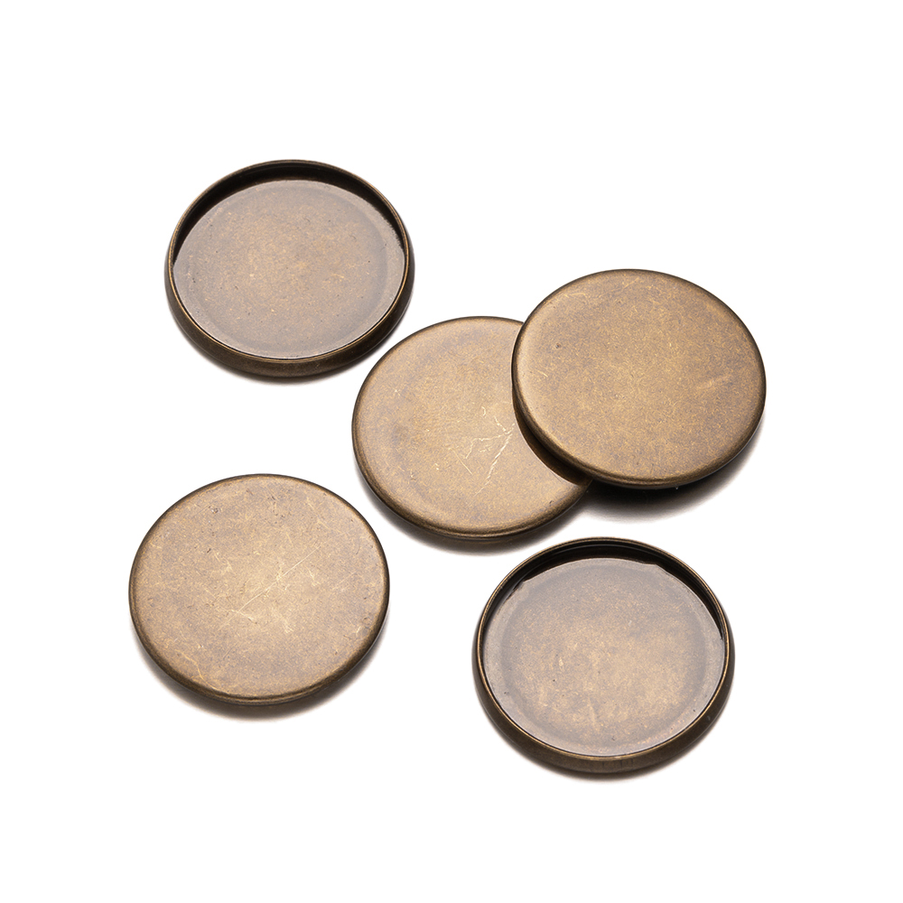 20pcs Antique Bronze Flat Roun - Bezels Set Pendant avaliação e preço
