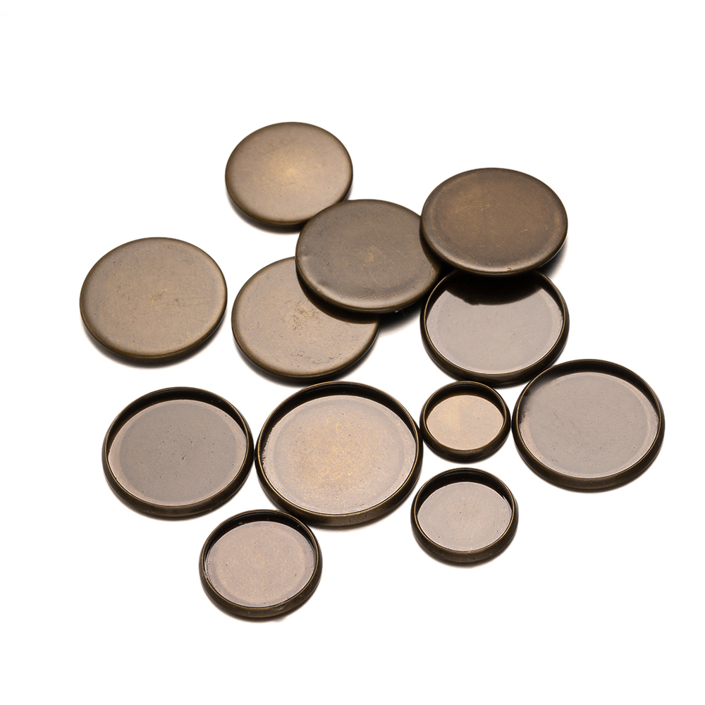 20pcs Antique Bronze Flat Roun - Bezels Set Pendant avaliação e preço