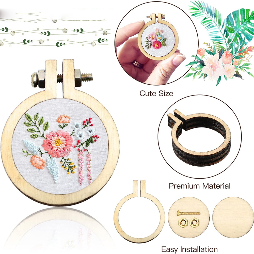 10Pcs/Set Wooden Mini Embroide - Wood Ring Blank avaliação e preço