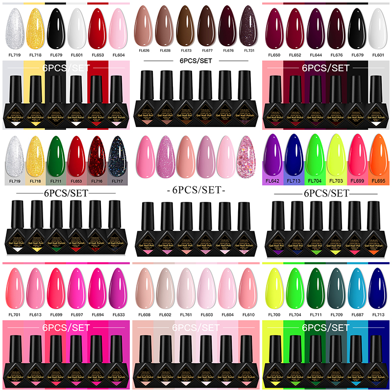 6Pcs/Set 10ML Gel Nail Polish  - Resin Glitter Pack avaliação e preço