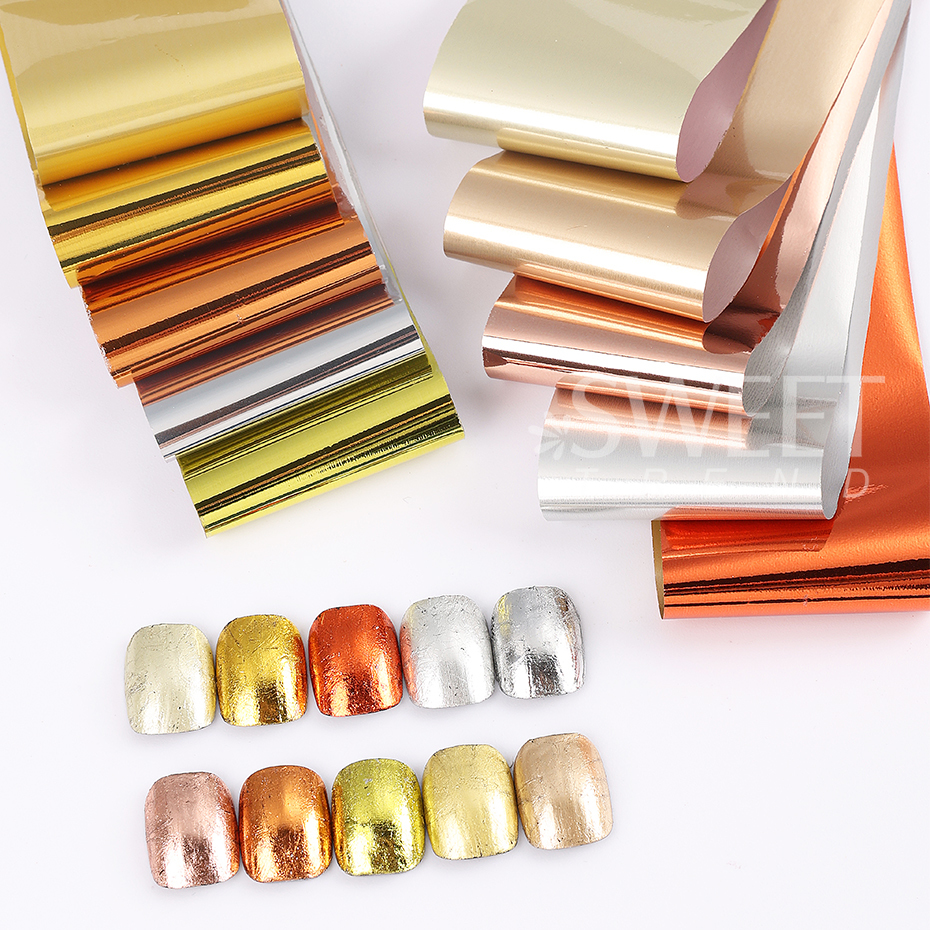 10pcs Metallic Nail Transfer F - Gold Foil Flakes avaliação e preço