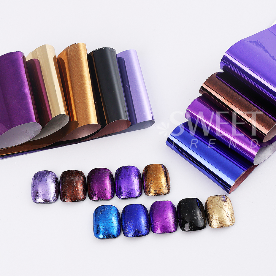10pcs Metallic Nail Transfer F - Gold Foil Flakes avaliação e preço