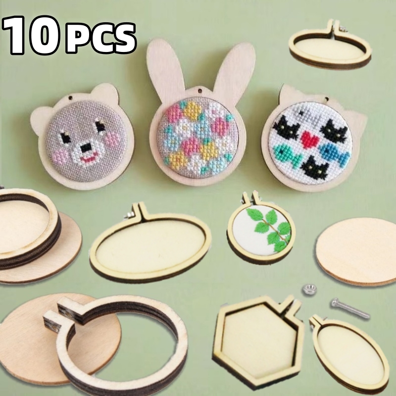 10PCS Mini Embroidery Hoop Woo - Wood Ring Blank avaliação e preço