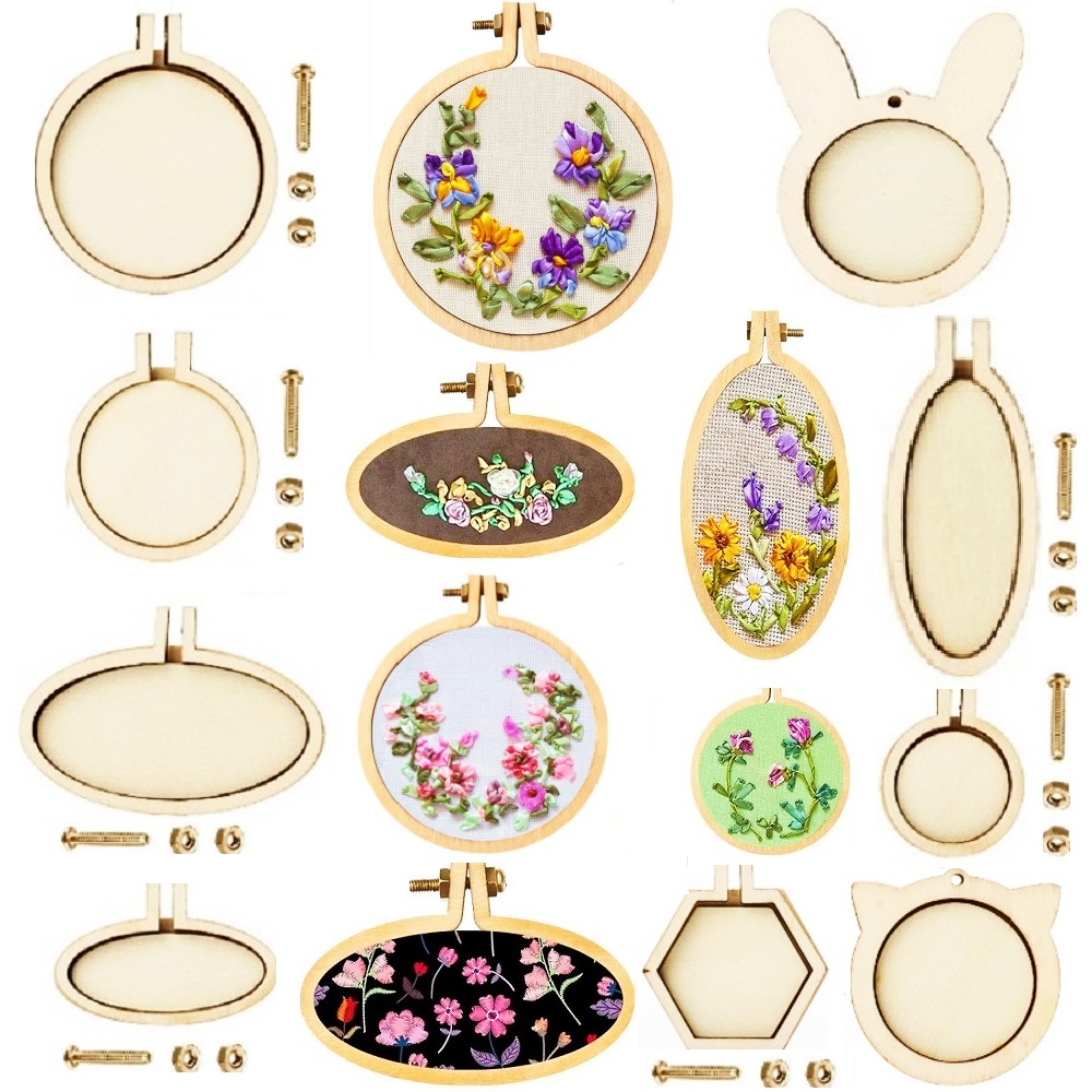 10PCS Mini Embroidery Hoop Woo - Wood Ring Blank avaliação e preço