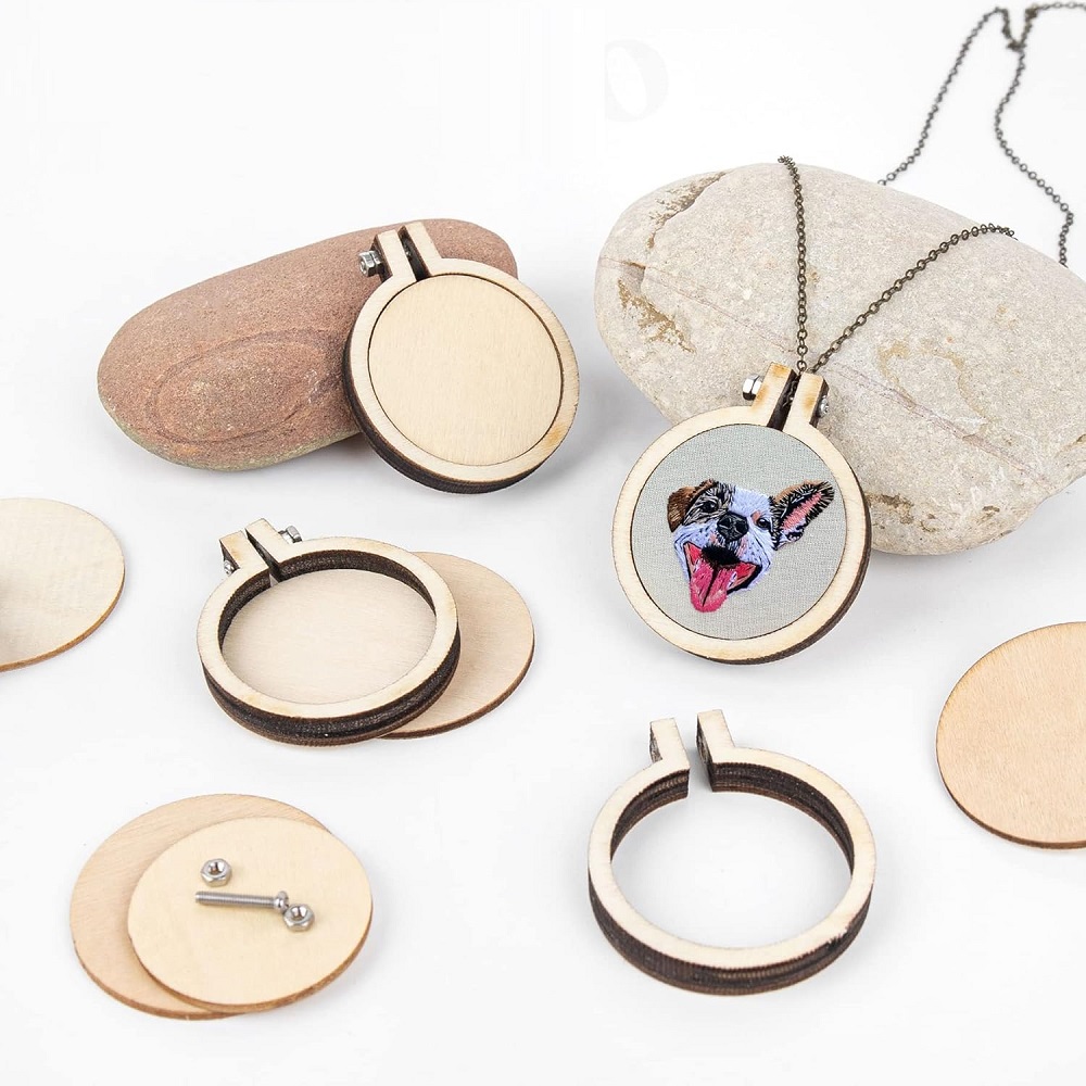10PCS Mini Embroidery Hoop Woo - Wood Ring Blank avaliação e preço