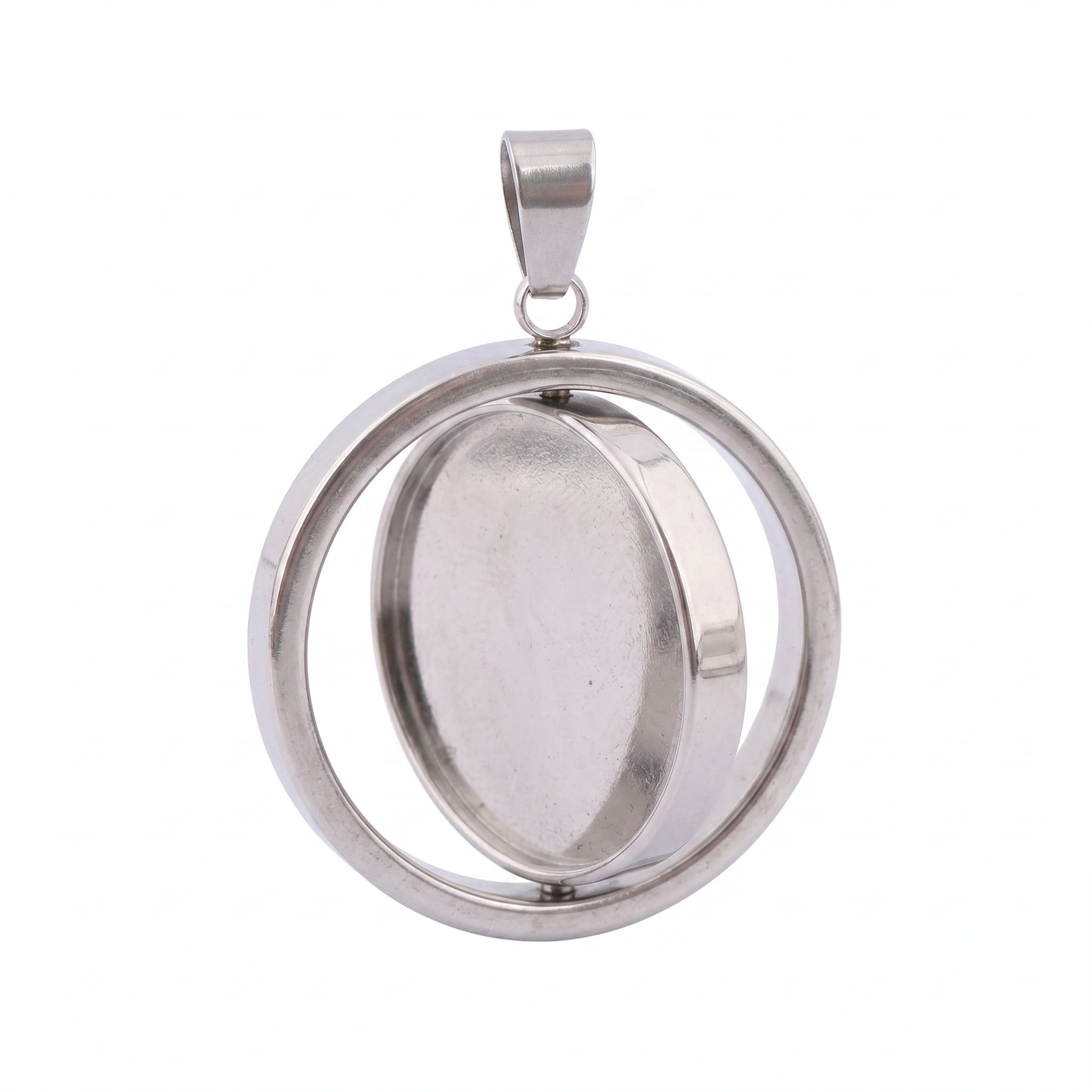 3pcs Stainless Steel  Rotatabl - Bezels Set Pendant avaliação e preço