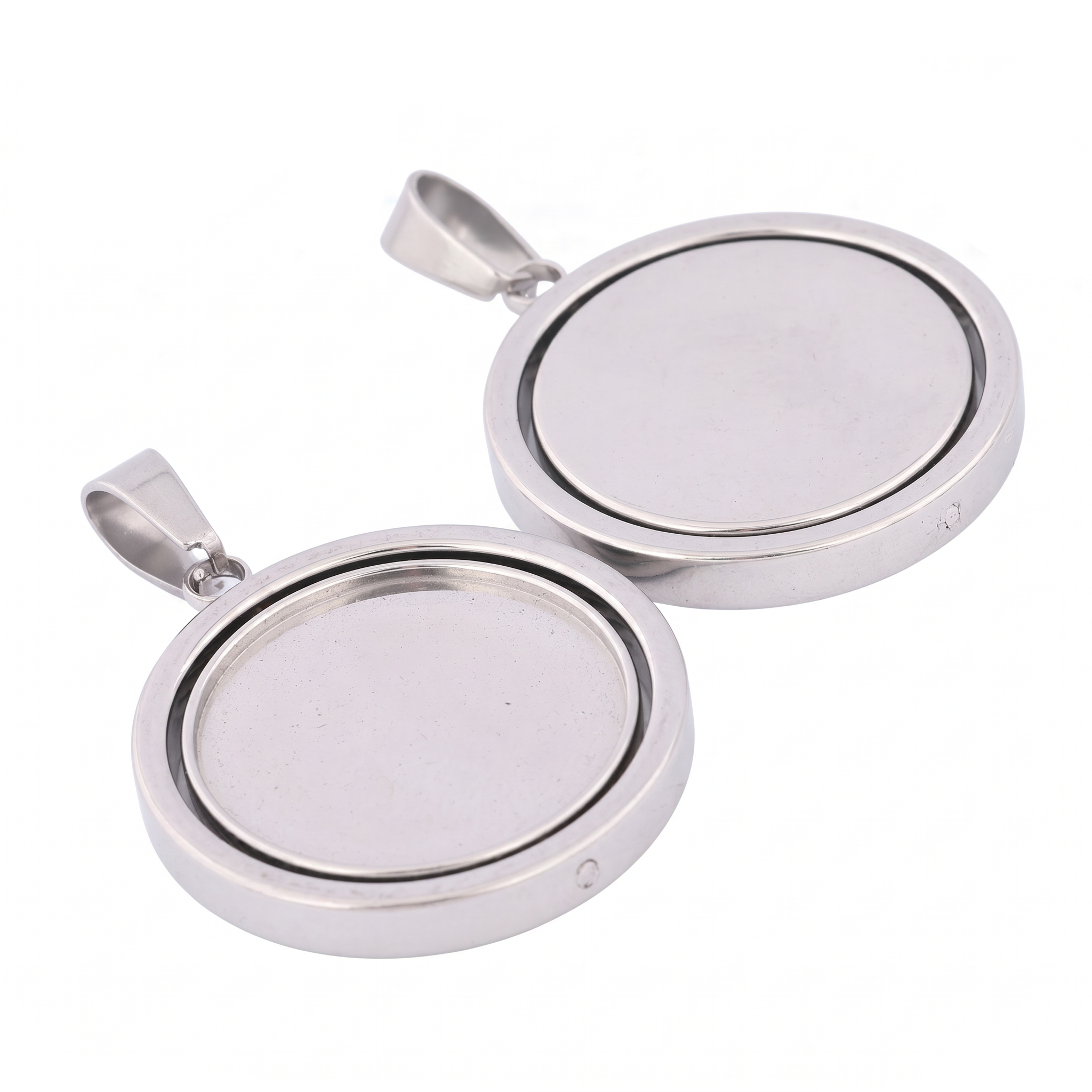 3pcs Stainless Steel  Rotatabl - Bezels Set Pendant avaliação e preço