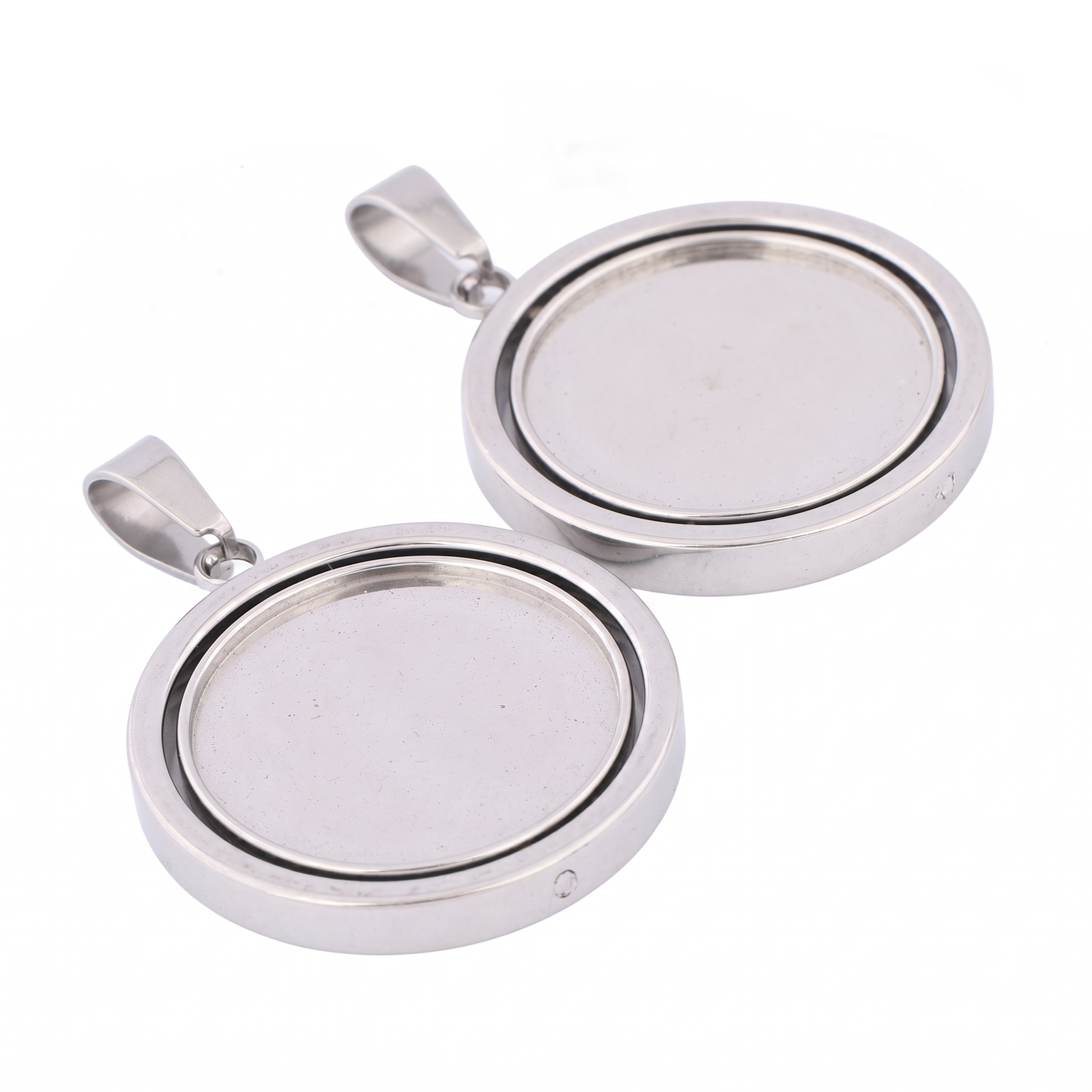 3pcs Stainless Steel  Rotatabl - Bezels Set Pendant avaliação e preço