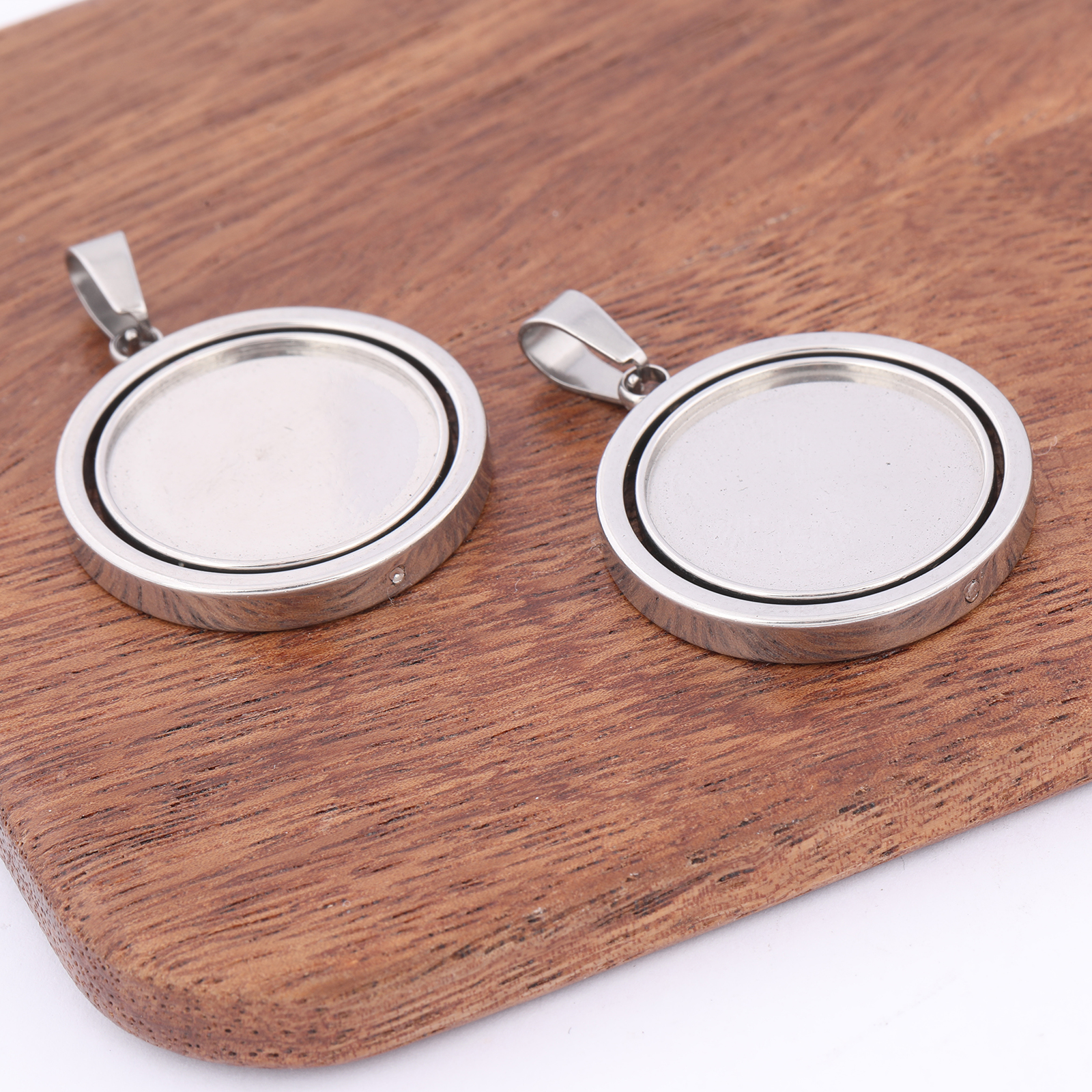 3pcs Stainless Steel  Rotatabl - Bezels Set Pendant avaliação e preço