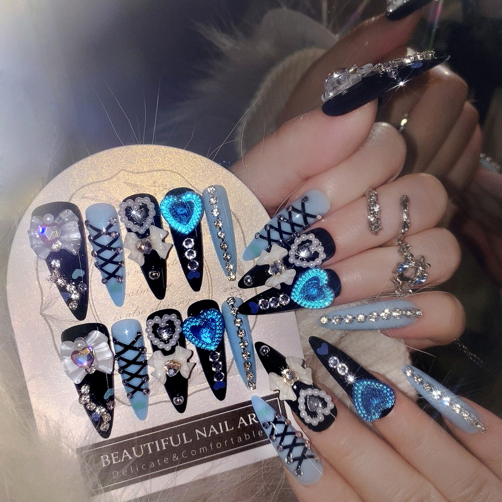 24pcs 3D Bow Decor False Nails - Resin Craft Material avaliação e preço