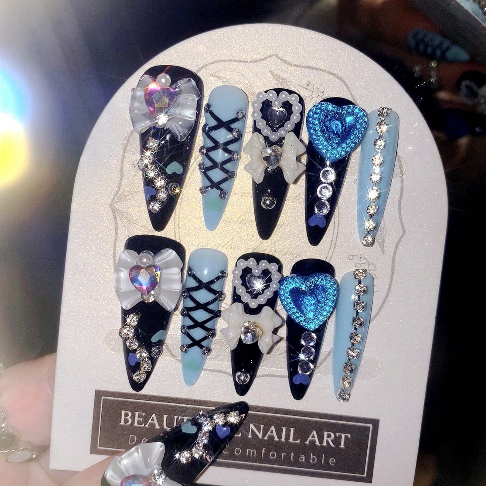 24pcs 3D Bow Decor False Nails - Resin Craft Material avaliação e preço
