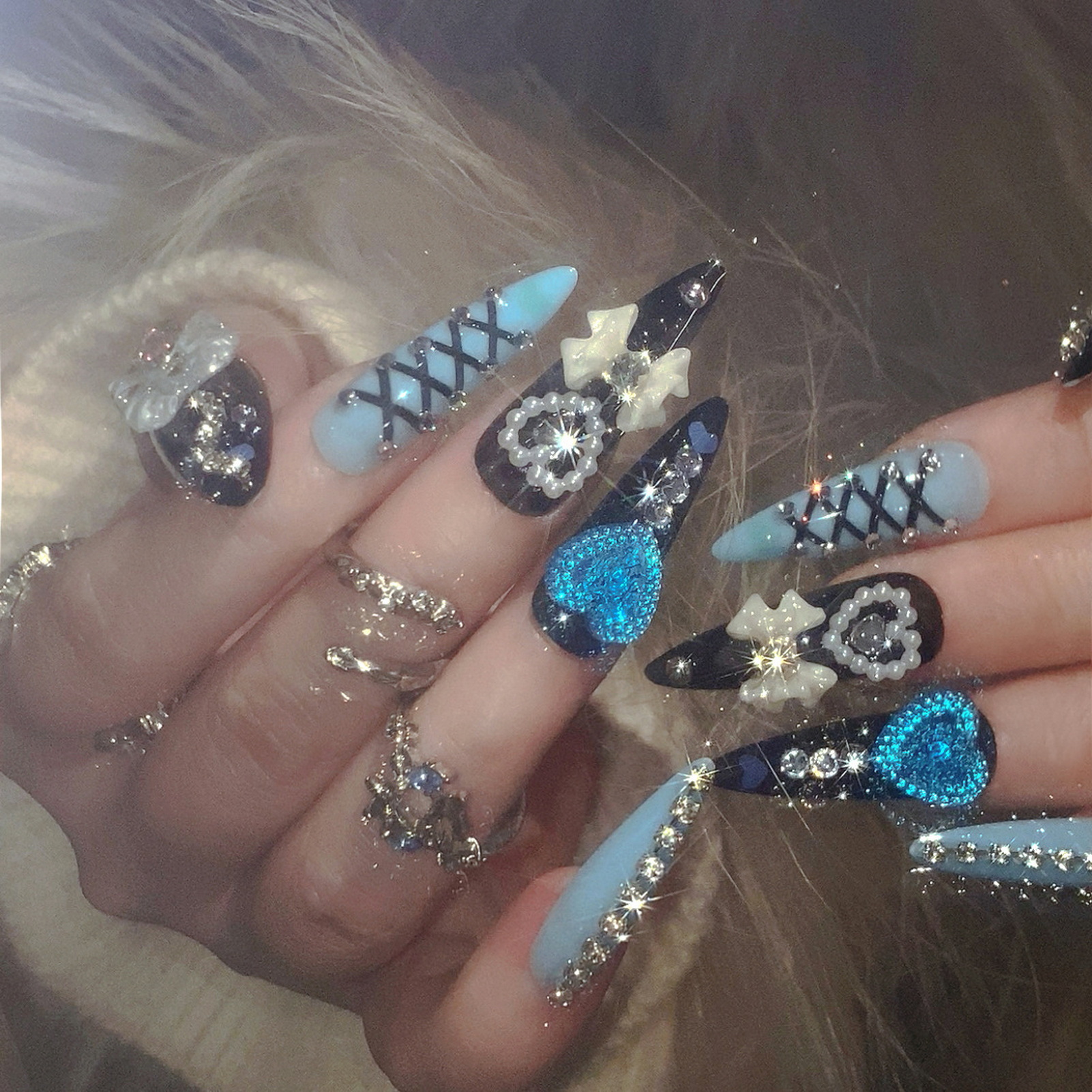 24pcs 3D Bow Decor False Nails - Resin Craft Material avaliação e preço