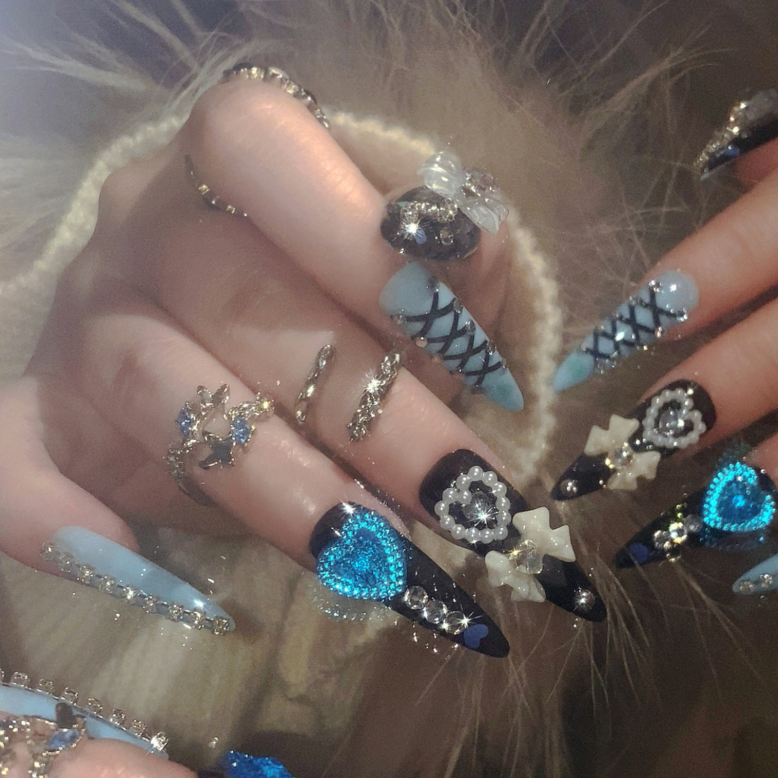 24pcs 3D Bow Decor False Nails - Resin Craft Material avaliação e preço