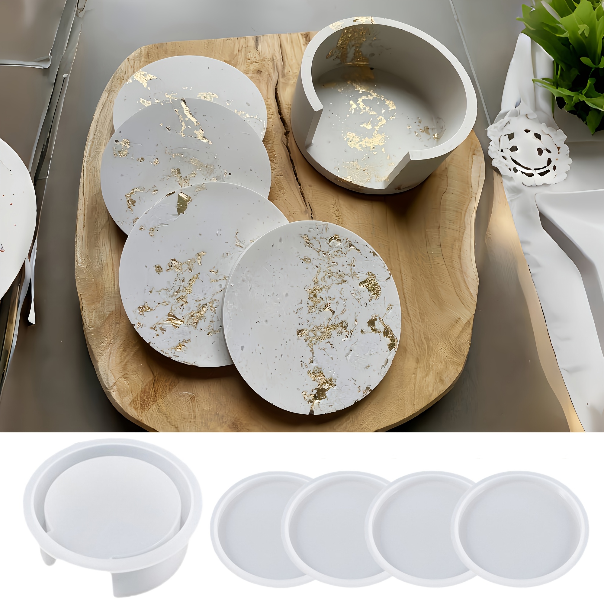 5pcs Round Coaster Silicone Mo - Serving Tray Mold avaliação e preço