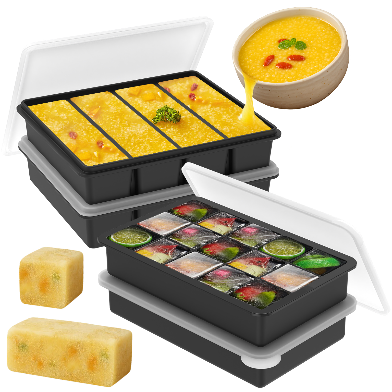 4 Pack Silicone Freezer Tray w - Serving Tray Mold avaliação e preço
