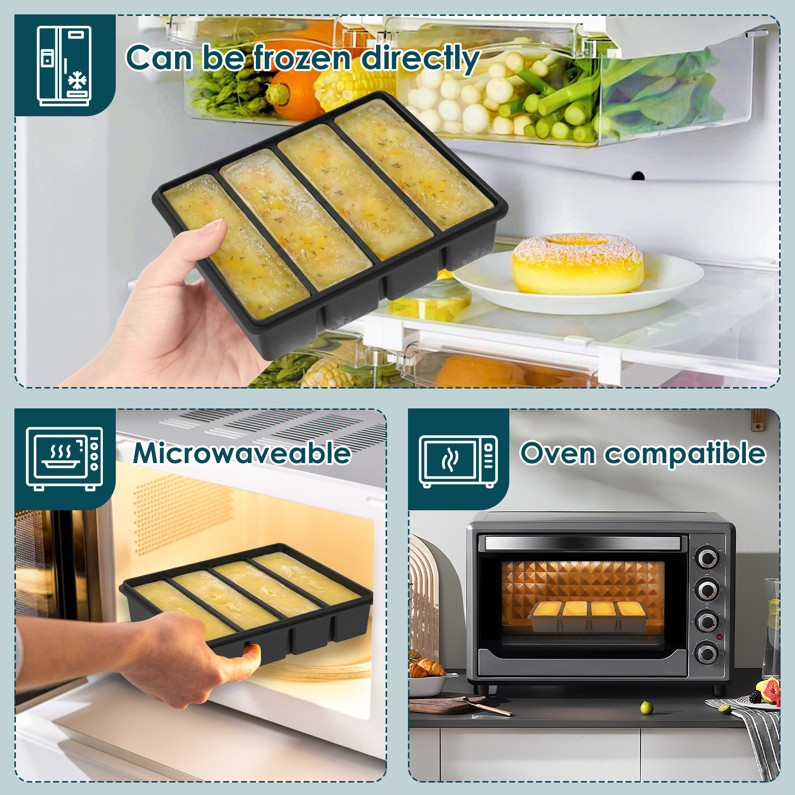 4 Pack Silicone Freezer Tray w - Serving Tray Mold avaliação e preço