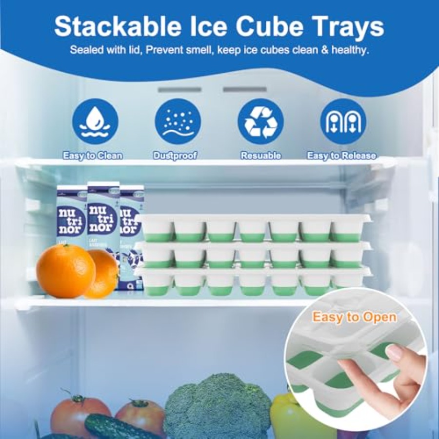 Ice Cube Tray with Lid, 3 Pack - Silicone Mold Tray avaliação e preço