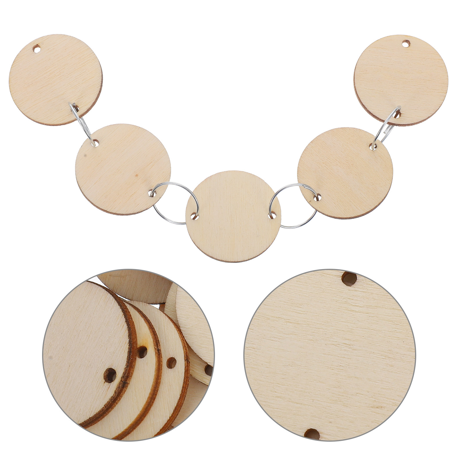 100Pcs Round Wood Chips Calend - Wood Ring Blank avaliação e preço