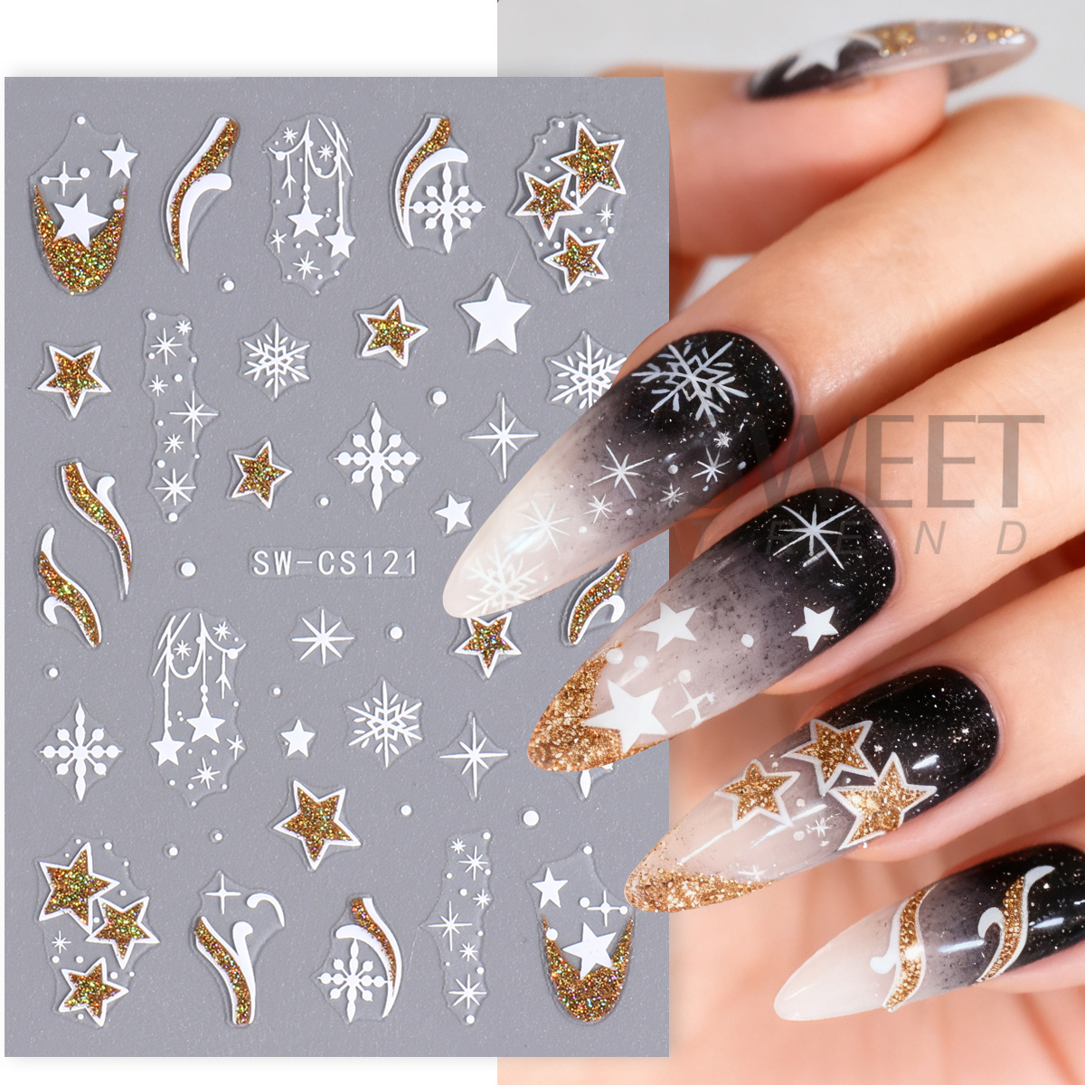 4pcs Winter Cartoon Christmas  - Gold Foil Flakes avaliação e preço