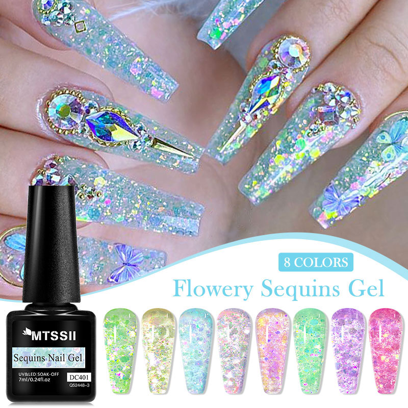 4/8pcs Flowery Sequins Gel Nai - Resin Glitter Pack avaliação e preço