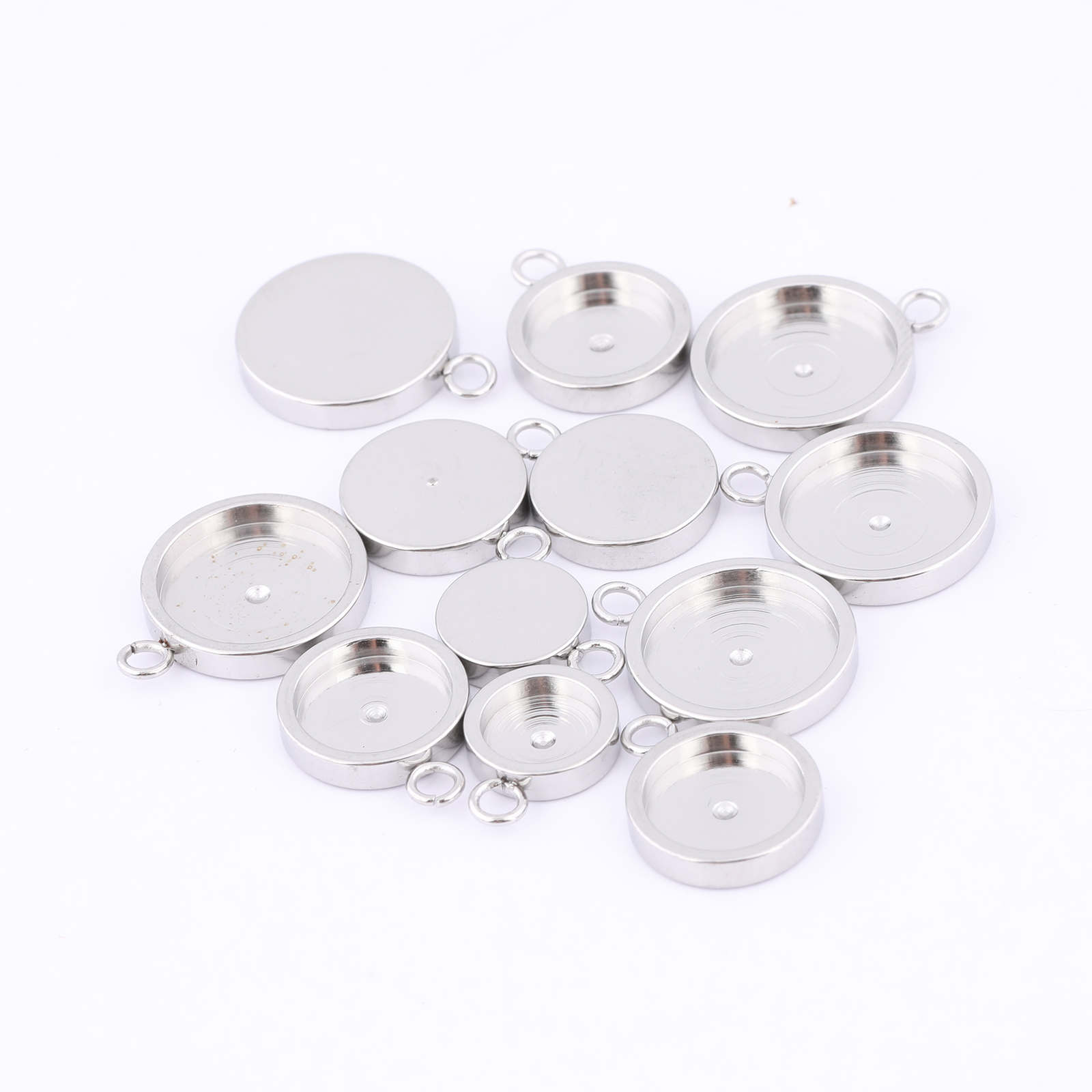 20pcs Stainless Steel 6mm 8mm  - Bezels Set Pendant avaliação e preço