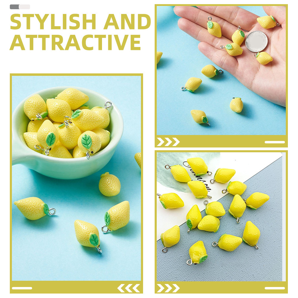 20Pcs Resin Lemon Charms Fruit - Resin Crafts Diy avaliação e preço