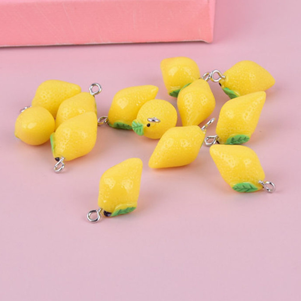20Pcs Resin Lemon Charms Fruit - Resin Crafts Diy avaliação e preço