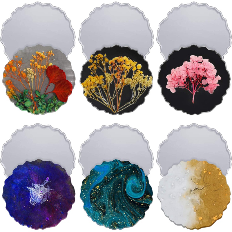 6 Pieces Resin Coaster Mold La - Geode Mold Silicone avaliação e preço