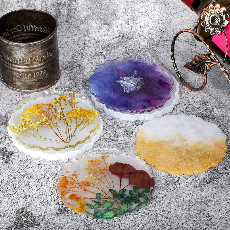 6 Pieces Resin Coaster Mold La - Geode Mold Silicone avaliação e preço
