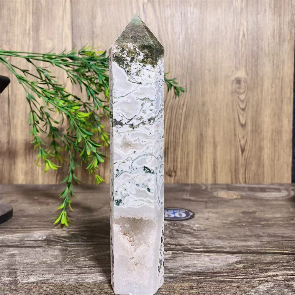 Big Green Moss Agate Druzy Nat - Terrarium Moss Art avaliação e preço