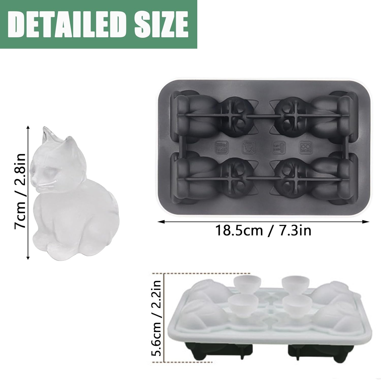 3D Cat Ice Cube Mold, Admaison - Silicone Mold Tray avaliação e preço