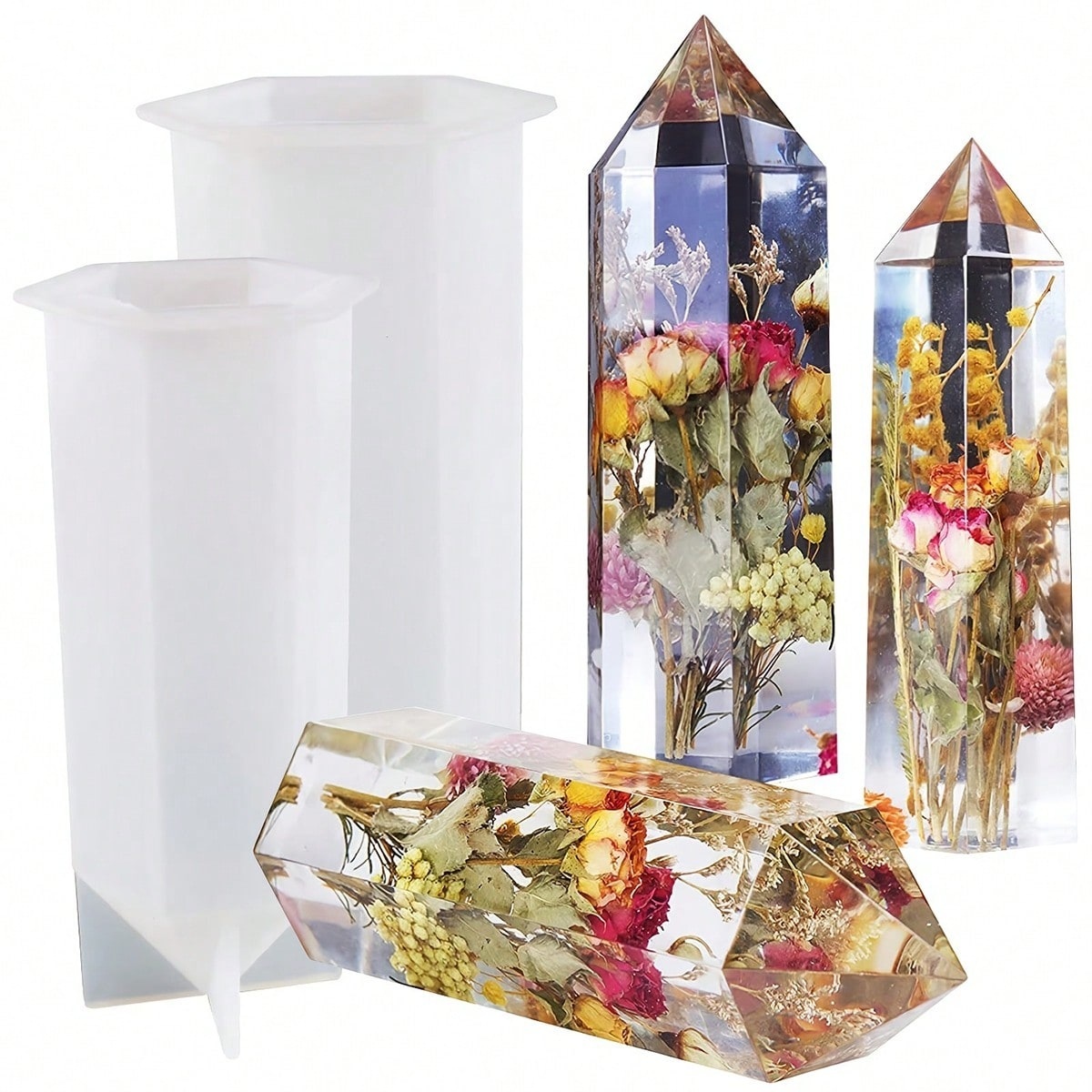1Pcs Crystal Tower Resin Silic - Flower Preservation Resin avaliação e preço
