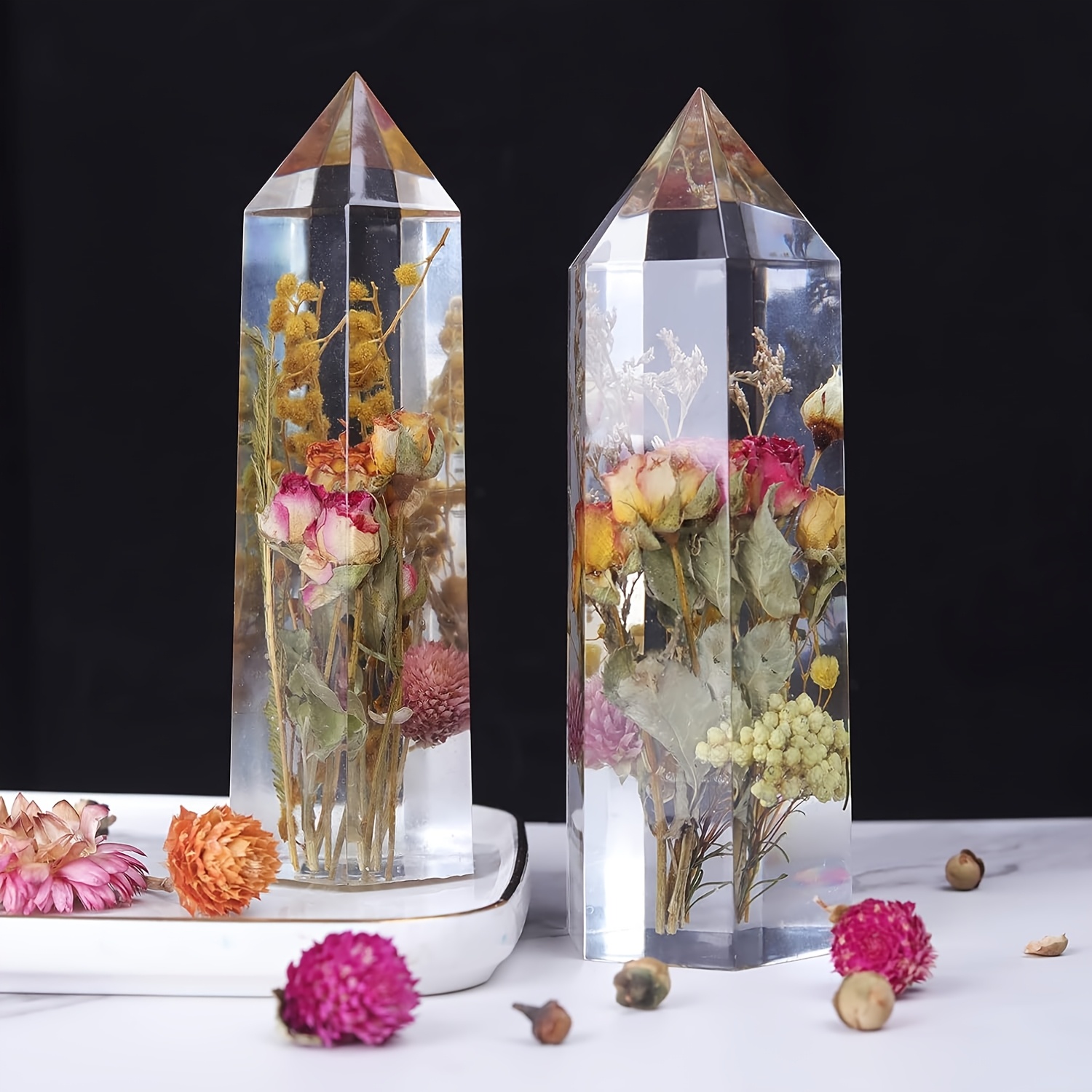 1Pcs Crystal Tower Resin Silic - Flower Preservation Resin avaliação e preço