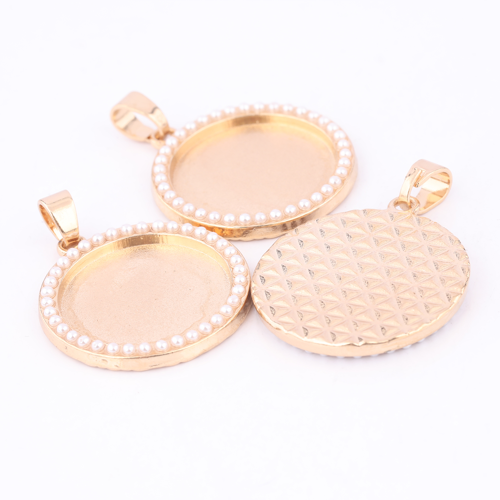 5pcs Kc Gold Pearl Cabochon Ba - Bezels Set Pendant avaliação e preço