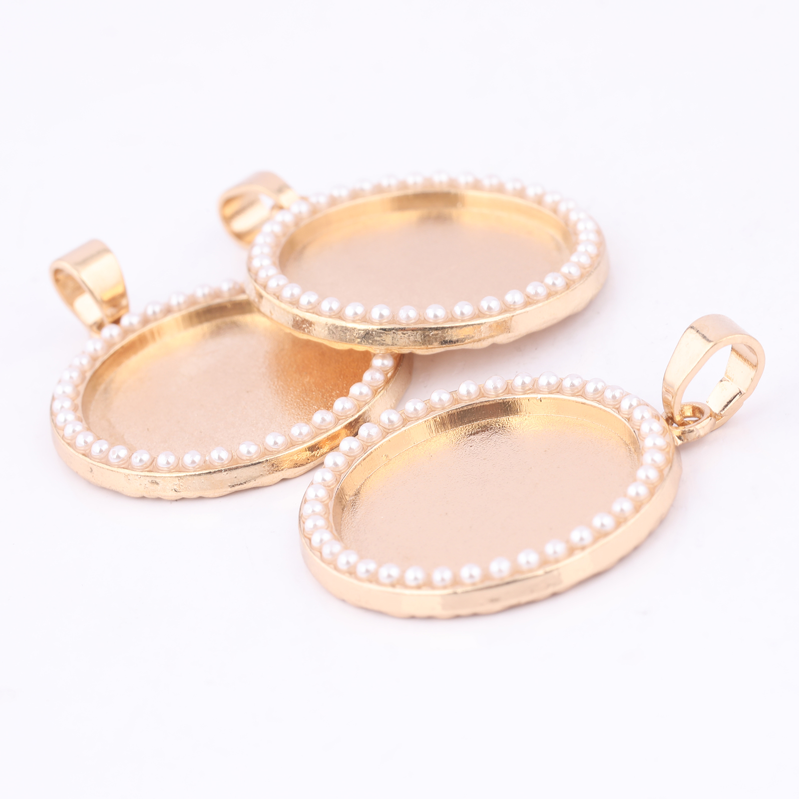 5pcs Kc Gold Pearl Cabochon Ba - Bezels Set Pendant avaliação e preço