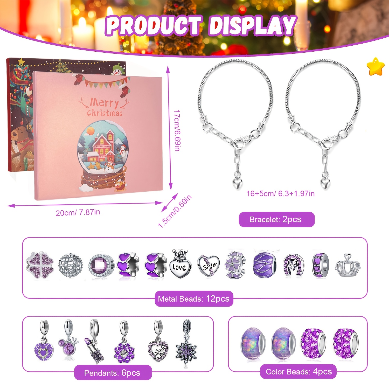 Christmas purple beads DIY jew - Resin Jewelry Kit avaliação e preço