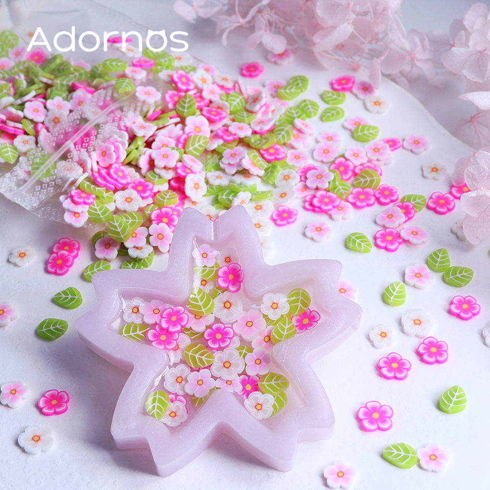 10g Pink Flowers Polymer Clay  - Flower Preservation Resin avaliação e preço